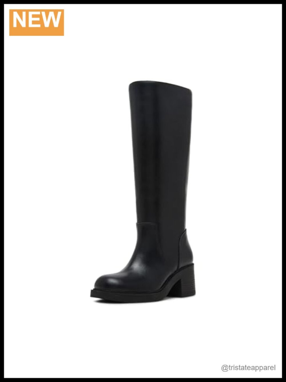 Women's Faux Leather Mid-Calf Boots with Block Heel, Pull-On Style, Round Toe